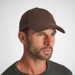 Czapka z daszkiem outdoor Steppe 100. Brązowe czapki męskie SOLOGNAC, bez wzorów, z bawełny, sportowe. Za 29.99 zł.