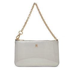Torebka Tommy Hilfiger. Szare torebki klasyczne damskie Tommy Hilfiger, bez wzorów, wizytowe, bez kołnierzyka, bez ramiączek. Za 309.99 zł.