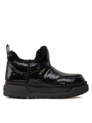 Guess Botki Uniea FLFUNE FAM10 Czarny. Czarne botki damskie Guess, ze skóry, bez obcasa, na płaskiej podeszwie, bez zapięcia. Za 419.99 zł.