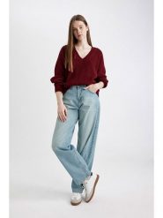 DeFacto Sweter w kolorze bordowym rozmiar: L. Czerwone swetry klasyczne damskie DeFacto, l, ze splotem, bez kołnierzyka. Za 86.99 zł.
