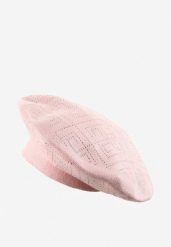 Jasnoróżowa Czapka Beret z Geometrycznym Wzorem z Cyrkoniami Holindia. Czerwone czapki zimowe damskie Renee. Za 39.99 zł.