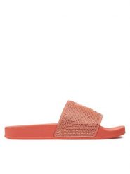 Guess Klapki E4GZ25 BB00F Pomarańczowy. Brązowe klapki damskie Guess, z aplikacjami, z materiału, bez obcasa. Za 239.99 zł.