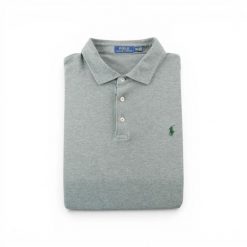 Second life - Koszulka polo męska z krótkim rękawem szara - Jak nowy. Szare koszulki polo męskie Ralph Lauren, bez wzorów, z jeansu, eleganckie. Za 127.76 zł.