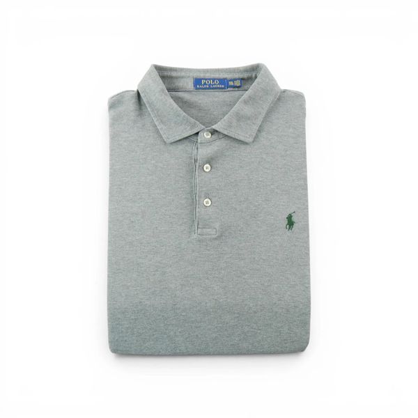 Second life - Koszulka polo męska z krótkim rękawem szara - Jak nowy. Szare koszulki polo męskie Ralph Lauren, m, bez wzorów, z jeansu, bez ramiączek. Za 127.76 zł.