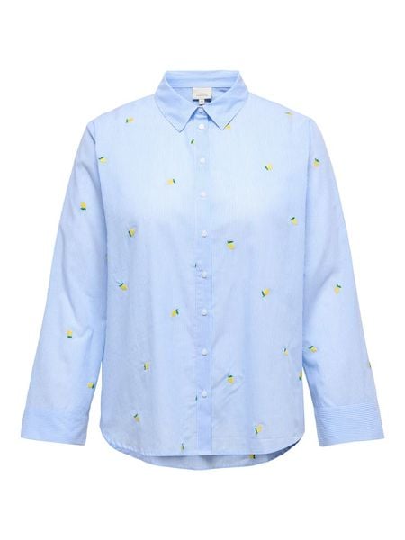 ONLY Carmakoma Koszula w kolorze błękitno-białym rozmiar: 44. Niebieskie koszule damskie Only Carmakoma, bez wzorów, z bawełny, bez kołnierzyka, bez ramiączek. Za 110.81 zł.