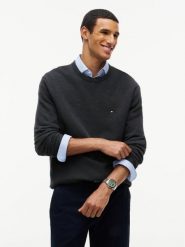 Tommy Hilfiger sweter Mężczyźni Bawełna szary, XXL. Szare swetry męskie Tommy Hilfiger, m, bez wzorów, z bawełny, bez kołnierzyka. Za 409.95 zł.
