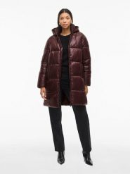 Vila Płaszcz zimowy w kolorze bordowym rozmiar: 36. Brązowe płaszcze damskie Vila, na zimę, bez wzorów, z poliamidu. Za 186.63 zł.
