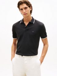 Tommy Hilfiger Męska koszulka polo Mężczyźni Bawełna (100%) czarny jednolity, XL. Czarne t-shirty sportowe męskie Tommy Hilfiger, m, z bawełny, bez ramiączek. Za 369.95 zł.