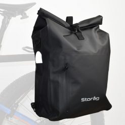 25L 3-w-1 wodoodporna torba rowerowa/plecak, do montażu na bagażniku. Czarne plecaki męskie STORAG, bez wzorów, z materiału. Za 270.00 zł.