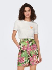 ONLY Koszulka w kolorze kremowym rozmiar: XS. Brązowe bluzki damskie Only, xs, bez wzorów, z bawełny, bez kołnierzyka, bez ramiączek. Za 60.99 zł.