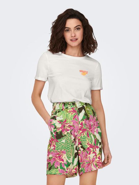 ONLY Koszulka w kolorze kremowym rozmiar: XL. Brązowe bluzki damskie Only, xl, bez wzorów, z bawełny, bez kołnierzyka, bez ramiączek. Za 53.17 zł.