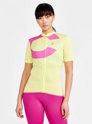 Craft Koszulka kolarska w kolorze żółtym rozmiar: XL. Żółte bluzki sportowe damskie Craft, s, bez wzorów, z materiału, bez ramiączek. Za 113.99 zł.