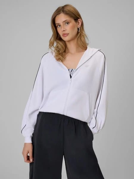 Bluza dresowa regular z kapturem damska 4F 4FRSS26TSWSF2990. Czerwone bluzy z kapturem damskie 4f, l, z dresówki. Za 172.99 zł.