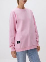 Bawełniana bluza z aplikacją - pastelowy róż. Czerwone bluzy bez kaptura damskie Reserved, l, z bawełny. W wyprzedaży za 49.99 zł.