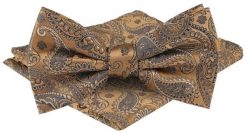 Mucha Męska z Poszetką w Zestawie - Alties - Stare Złoto, Paisley. Żółte krawaty i muchy męskie Alties, bez wzorów, eleganckie. Za 65.00 zł.