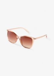 Okulary przeciwsłoneczne z przezroczystą oprawką. Brązowe okulary przeciwsłoneczne damskie bonprix. Za 57.99 zł.