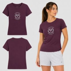 T-SHIRT DAMSKI 4F KOSZULKA BAWEŁNIANA DO TENISA F2723 SS26. Niebieskie bluzki sportowe damskie 4f, uniwersalny, bez wzorów, z bawełny, bez ramiączek. Za 46.28 zł.
