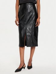 Marella Spódnica z imitacji skóry Biagio 2423106071 Czarny Regular Fit. Czarne spódniczki damskie Marella, bez wzorów, ze skóry. Za 349.99 zł.