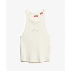 Tank top z plecami typu racer i logiem dla kobiet Superdry Essential. Zielone topy sportowe damskie Superdry., xl, bez wzorów, bez ramiączek. Za 109.55 zł.