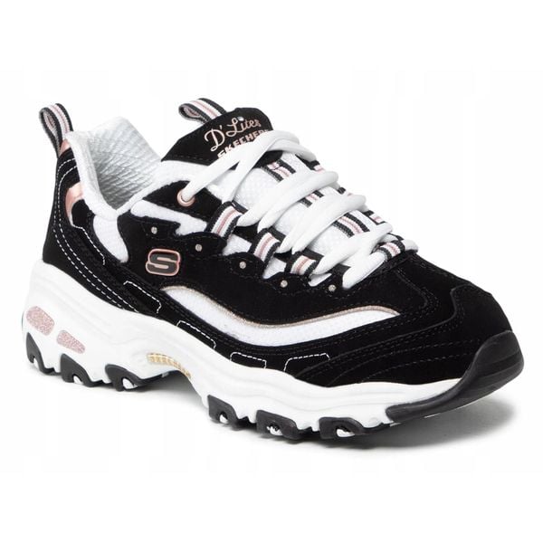Buty damskie SKECHERS D'LITES 13154-BKRG sneakersy niskie sportowe 36,11. Czarne buty sportowe na co dzień damskie Skechers, bez wzorów, trekkingowe, Skechers Sport. Za 285.00 zł.