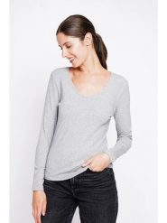 ASSUILI Koszulka w kolorze szarym rozmiar: 34. Szare bluzki damskie Assuili, bez wzorów, z bawełny, klasyczne, bez kołnierzyka, bez ramiączek. Za 78.99 zł.