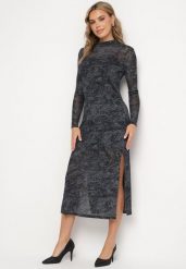 Czarno-Szara Siateczkowa Sukienka z Wiskozą o Dopasowanym Kroju z Rozcięciami i Halką Histaria. Czarne sukienki damskie Born2be, do pracy, l, bez wzorów, z tkaniny, biznesowe, bez kołnierzyka, bez ramiączek, dopasowane. Za 89.99 zł.