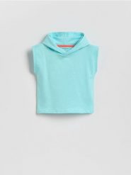 Bawełniana bluza z kapturem - miętowy. Zielone bluzy i bluzki niemowlęce Reserved, bez wzorów, z bawełny, bez ramiączek, z kapturem. Za 35.99 zł.