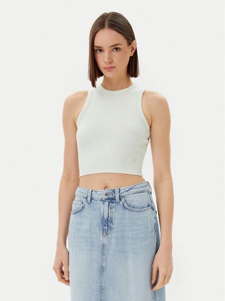 Guess Top V3GP19 K8RT2 Écru Slim Fit. Topy damskie Guess, m, z aplikacjami, z wiskozy, bez ramiączek. Za 79.99 zł.