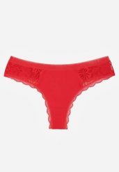 Czerwone Majtki Stringi Ozdobione Koronką z Bawełną Meniliphis. Czerwone stringi damskie Renee, l, bez wzorów, z bawełny. Za 6.99 zł.