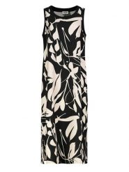 Sublevel Sukienka w kolorze czarno-kremowym rozmiar: S. Czarne sukienki damskie Sublevel, na co dzień, s, bez wzorów, bez kołnierzyka, bez ramiączek, midi, proste. Za 82.99 zł.