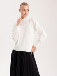 BGN Sweter w kolorze kremowym rozmiar: 40. Brązowe golfy damskie BGN, z wełny, bez kołnierzyka. Za 91.34 zł.