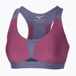 Biustonosz treningowy Mizuno High. Fioletowe biustonosze Mizuno, bez wzorów, z elastanu. Za 119.99 zł.
