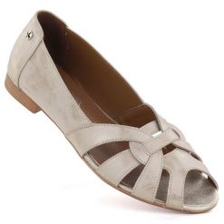 Skórzane baleriny damskie ażurowe komfortowe złote Gino Fabiani OL28-1. Żółte baleriny damskie Gino Fabiani, w ażurowe wzory, ze skóry, bez obcasa. Za 249.99 zł.