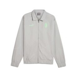 Kurtka dresowa Statement Milan AC. Szare kurtki treningowe męskie Puma, bez wzorów, z dresówki, do piłki nożnej. W wyprzedaży za 415.50 zł.