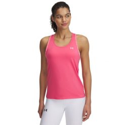 Under Armour TECH KNOCKOUT TANK Top damski. Czerwone topy sportowe damskie Under Armour, m, bez wzorów, z materiału, bez ramiączek. W wyprzedaży za 111.99 zł.