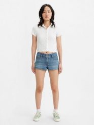 Levi's Szorty dżinsowe w kolorze niebieskim rozmiar: W26. Niebieskie szorty damskie Levi's, z aplikacjami, z bawełny, klasyczne. Za 79.21 zł.