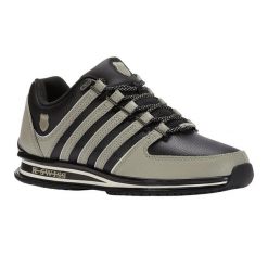 Męskie Skórzane Płaskie Buty Sportowe Rinzler. Białe buty sportowe na co dzień męskie K-Swiss, z gumy, bez zapięcia, trekkingowe. Za 279.00 zł.