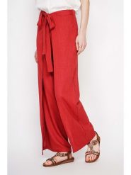 ASSUILI Lniane spodnie w kolorze czerwonym rozmiar: 34. Czerwone spodnie materiałowe damskie Assuili, bez wzorów, ze lnu. Za 121.99 zł.