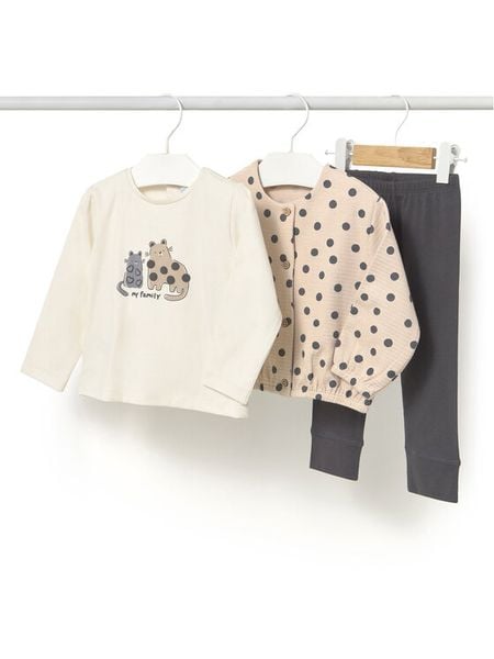 Mayoral Komplet bluza, bluzka i legginsy 2743 Beżowy Regular Fit. Brązowe bluzy i bluzki niemowlęce Mayoral, bez wzorów, z bawełny, bez ramiączek, bez kaptura. Za 179.99 zł.