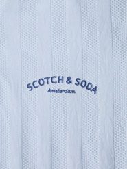 Scotch & Soda Koszulka polo w kolorze błękitnym rozmiar: L. Niebieskie koszulki polo męskie Scotch & Soda, l, bez wzorów, prążkowane, bez ramiączek. Za 88.64 zł.