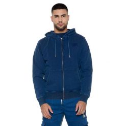 Bluza z bawełna z kaptur na czas wolny na co dzień. Niebieskie bluzy sportowe męskie LEONE 1947 APPAREL, z bawełny. W wyprzedaży za 206.29 zł.