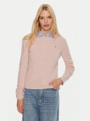 Tommy Hilfiger Sweter WW0WW44161 Różowy Regular Fit. Czerwone swetry klasyczne damskie Tommy Hilfiger, l, z wełny, bez kołnierzyka. Za 389.99 zł.