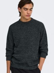 ONLY & SONS Sweter "Join" w kolorze antracytowym rozmiar: S. Czarne swetry męskie Only & Sons, s, bez wzorów, bez kołnierzyka. Za 139.95 zł.