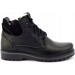 KOMODO Buty męskie ocieplane śniegowce 885 czarne. Czarne buty zimowe męskie na zimę, ze skóry, za kostkę, bez zapięcia. Za 453.66 zł.