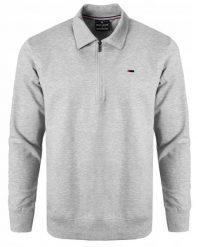 Wygodna Bluza Bawełniana - Pako Jeans - z Kołnierzykiem Polo, Popielata. Szare bluzy bez kaptura męskie Pako Jeans, l, z bawełny. Za 175.00 zł.