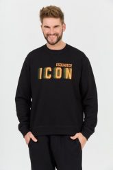 DSQUARED2 Czarna bluza Icon Blur Cool Fit Crewneck. Czarne bluzy bez kaptura męskie Dsquared2, m. W wyprzedaży za 999.99 zł.