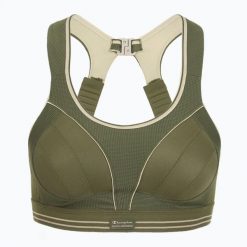 Biustonosz treningowy Shock Absorber Ultimate Run Bra. Zielone biustonosze Shock Absorber, bez wzorów, z elastanu. Za 299.99 zł.