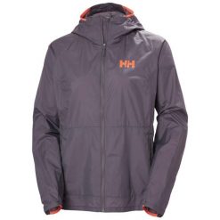 Kurtka przeciwdeszczowa damska Helly Hansen Roam Wind. Fioletowe kurtki damskie Helly Hansen, bez wzorów, bez kaptura. Za 408.50 zł.