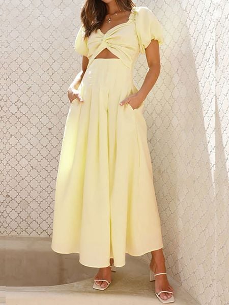 Tazga Sukienka w kolorze żółtym rozmiar: 40. Żółte sukienki damskie Tazga, bez wzorów, bez kołnierzyka, bez ramiączek, maxi. Za 156.98 zł.