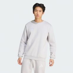 Bluza Entrada26. Białe bluzy sportowe męskie Adidas, bez wzorów, z bawełny, klasyczne, bez kołnierzyka, bez ramiączek. Za 134.99 zł.